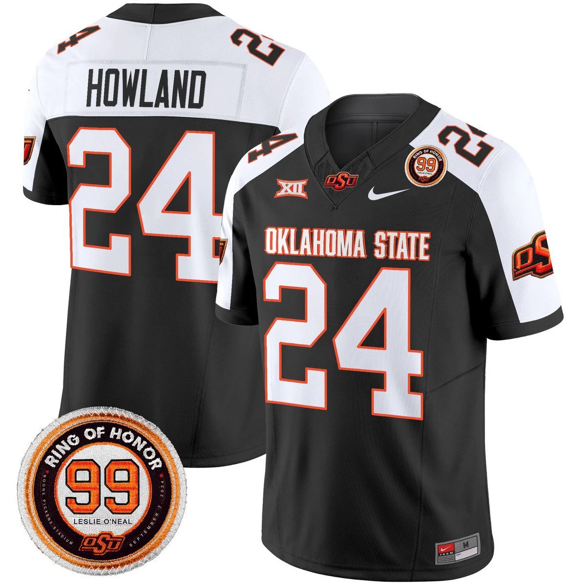 Trent Howland Jersey #24 Oklahoma State Cowboys 2025 Leslie O'neal Patch Black Alter by My Store NCAA Football Jerseys