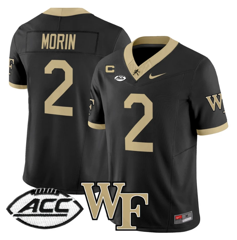 Taylor Morin Jersey #2 Wake Forest Demon Deacons 2024 Stitched Black by My Store