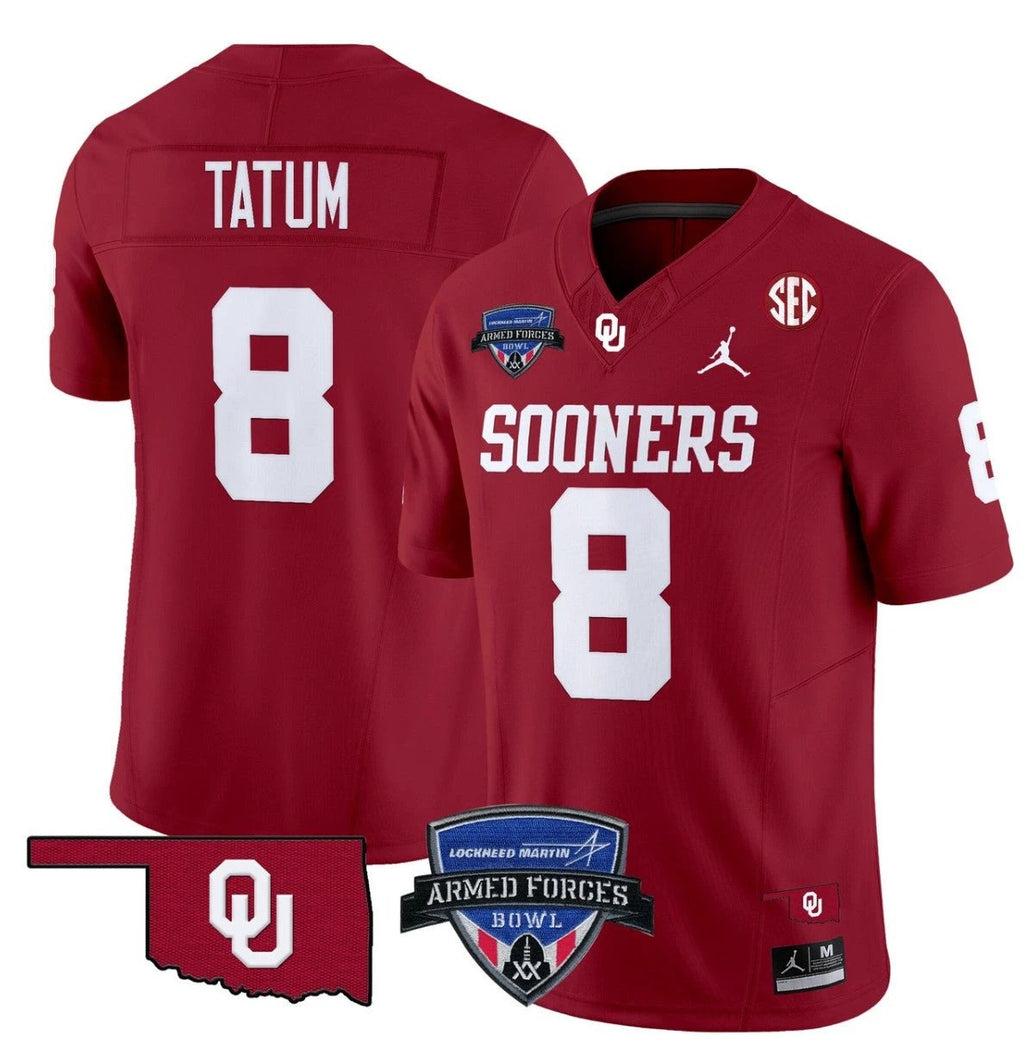 Taylor Tatum Jersey #8 Oklahoma Sooners 2025 Armed Forces Bowl Patch Red by My Store