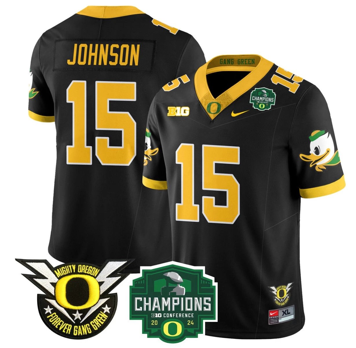 Tez Johnson Jersey #15 Oregon Ducks 2024 Big Ten Champions Football Black by My Store