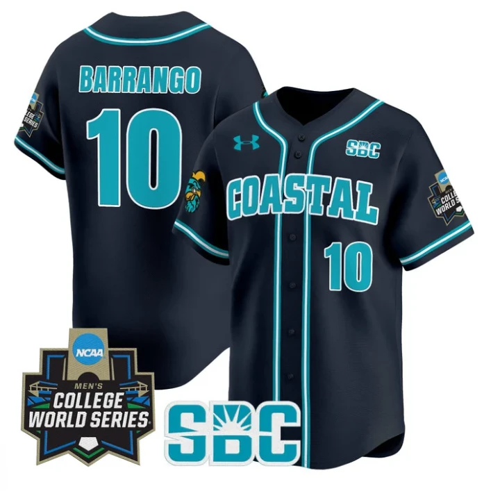 Ty Barrango Jersey #10 Coastal Carolina Chanticleers 2025 World Series Navy by My Store