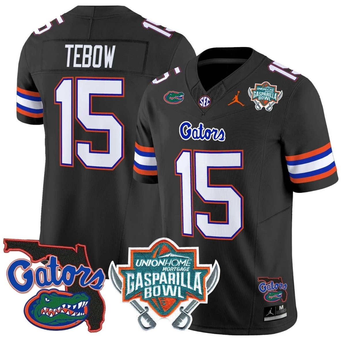 Tim Tebow Jersey #15 Florida Gators 2025 Gasparilla Bowl Patch Black by My Store