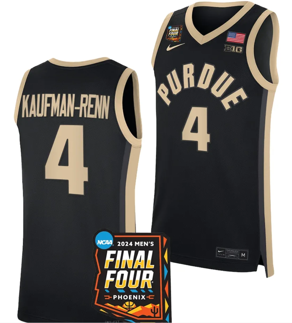 Trey Kaufman Renn Jersey #4 Purdue Boilermakers 2024 NCAA March Madness Final Four Basketball Black by My store basketball