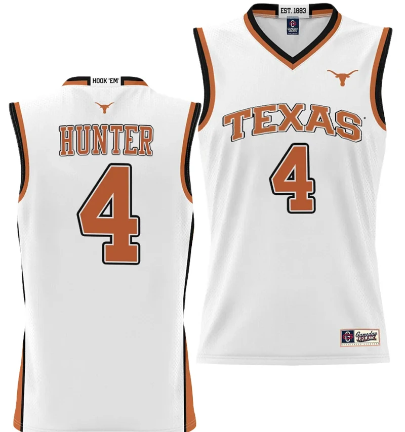 Tyrese Hunter Jersey #4 Texas Longhorns NIL College Basketball Lightweight White by My store basketball