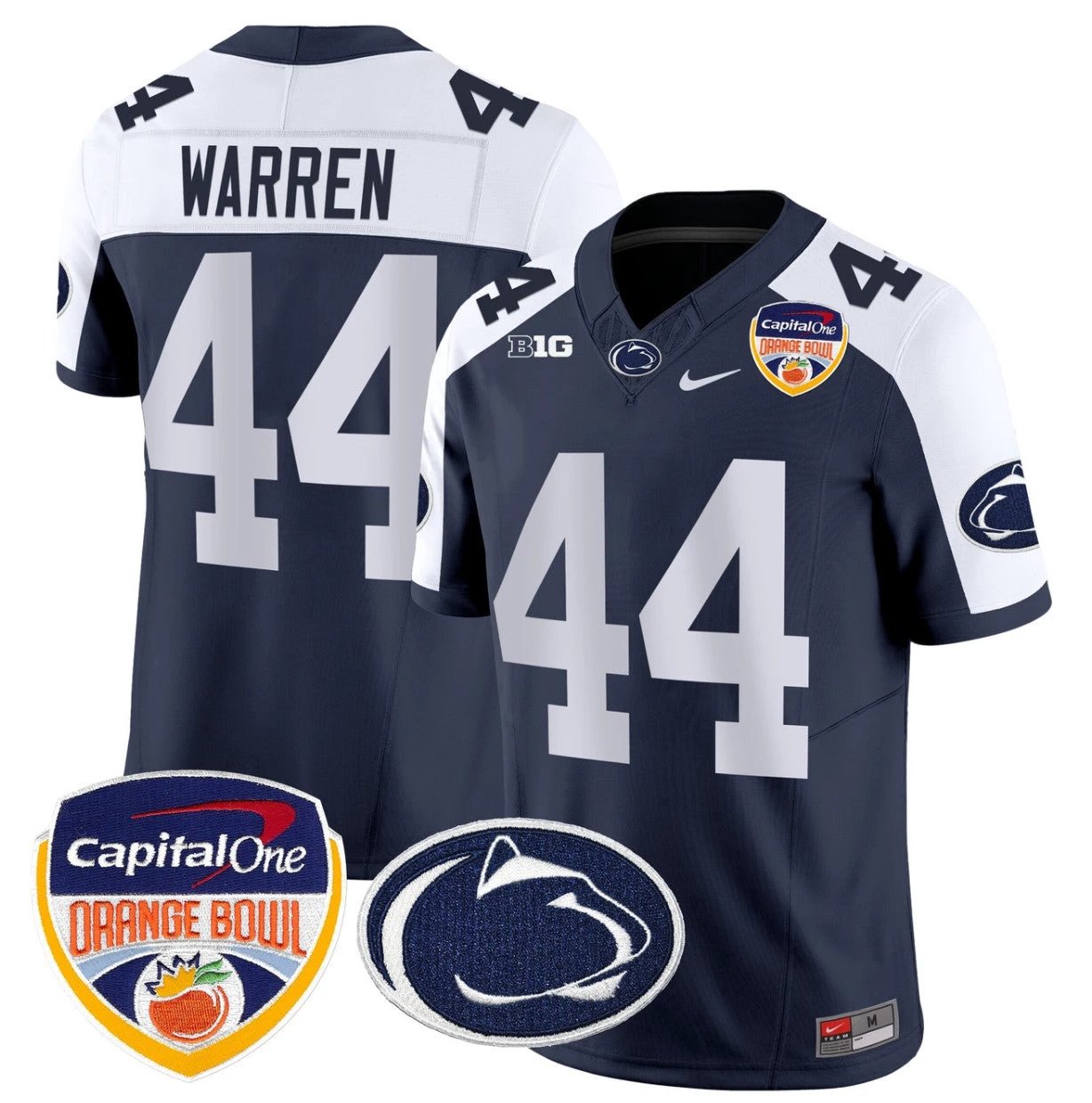 Tyler Warren Jersey #44 Penn State Orange Bowl Patch Stitched Navy Alternate by NCAA Football Jersey