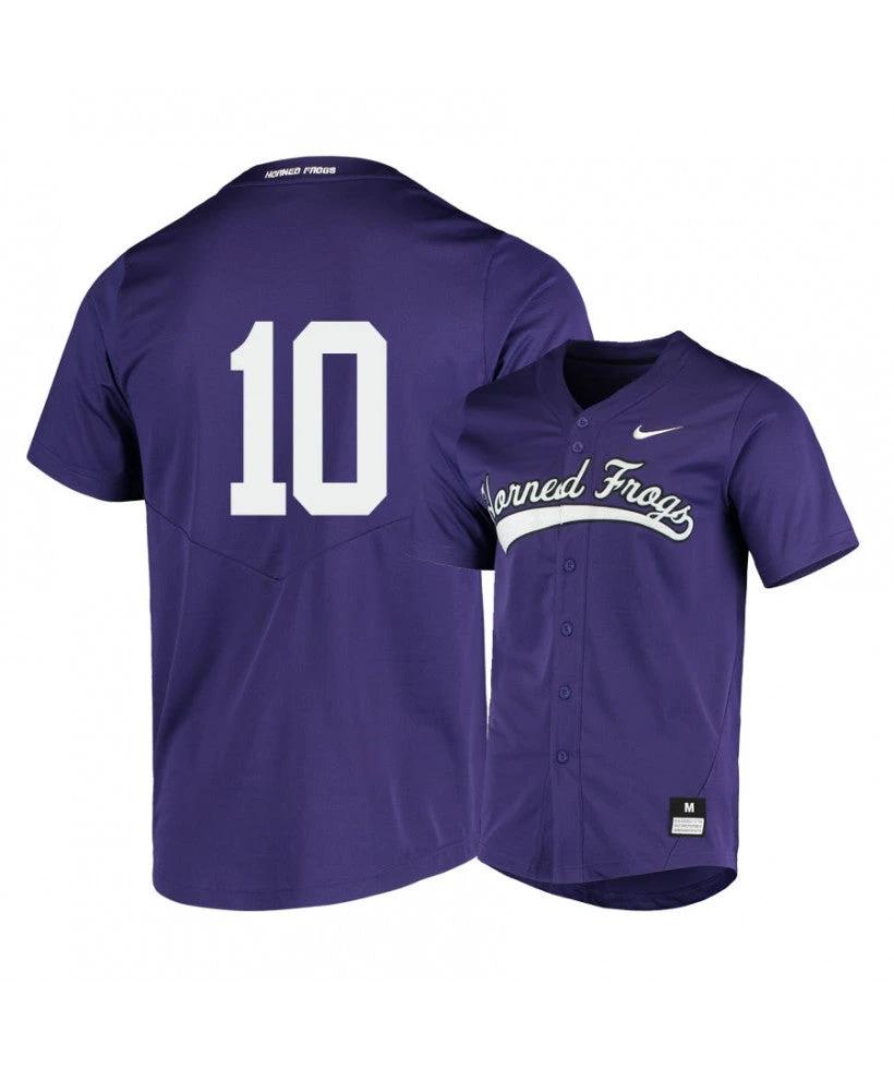 TCU Horned Frogs 10 Zach Humphreys Purple Elite Baseball Jersey by My Store