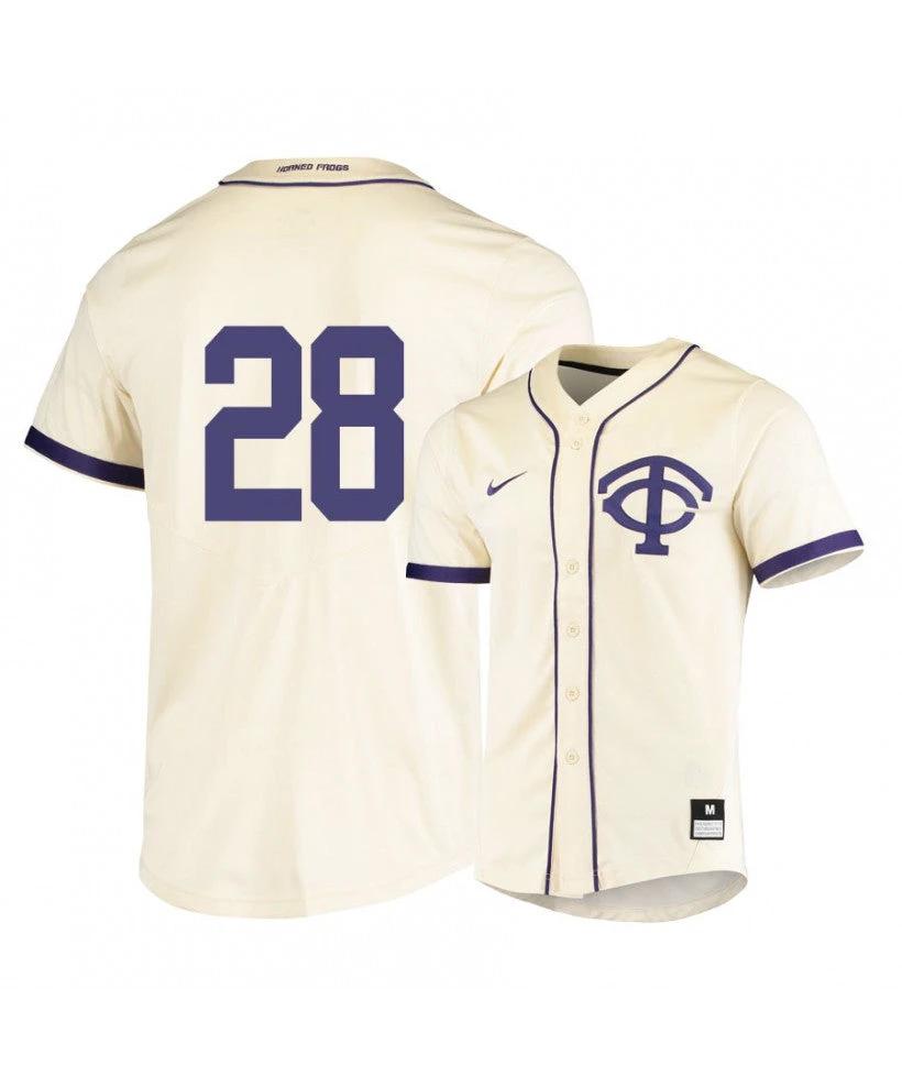 TCU Horned Frogs 28 Gray Rodgers White Elite Baseball Jersey by My Store