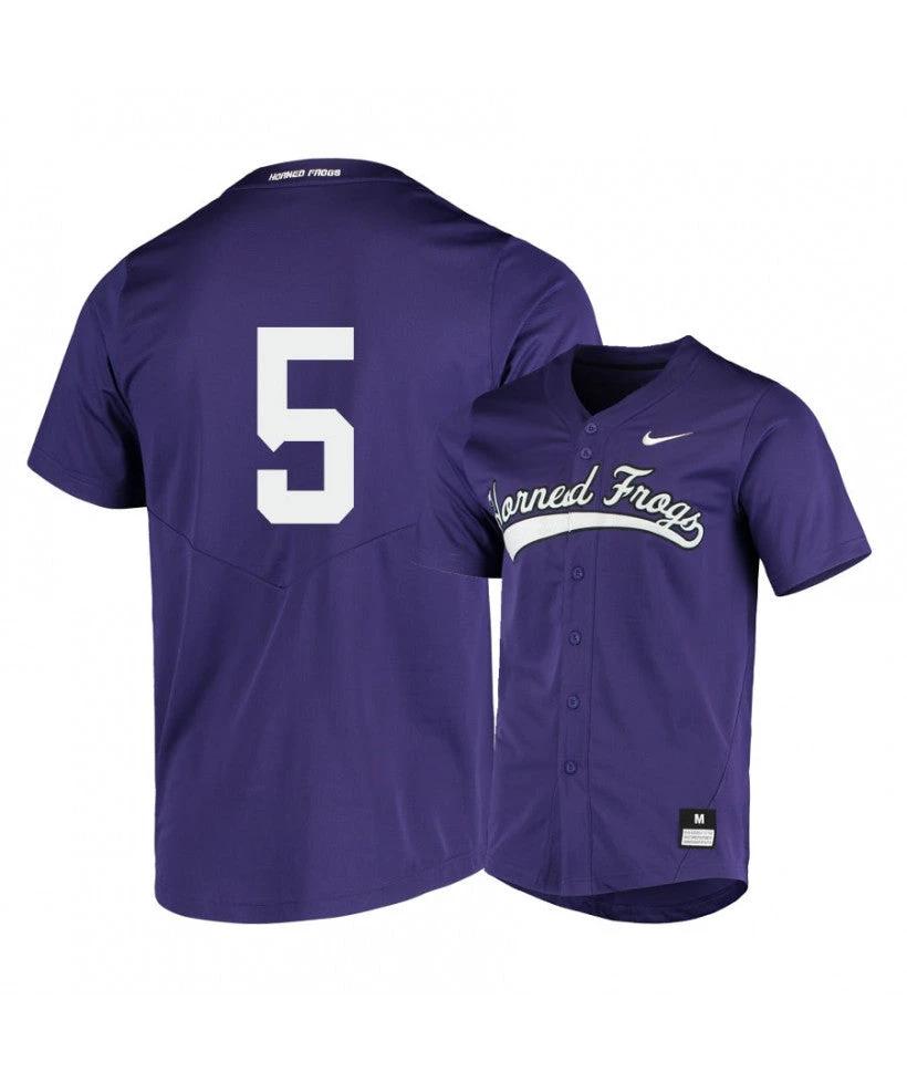 TCU Horned Frogs 5 Sam Thompson Purple Elite Baseball Jersey by My Store