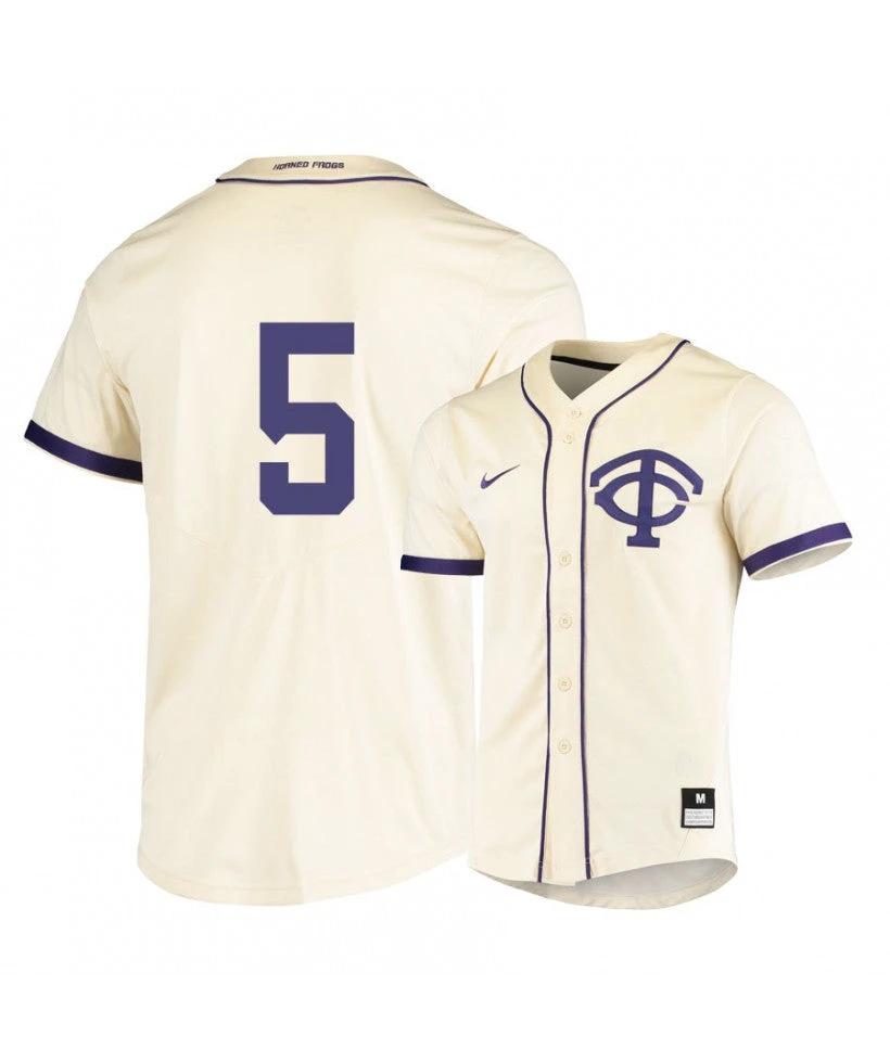 TCU Horned Frogs 5 Sam Thompson White Elite Baseball Jersey by My Store