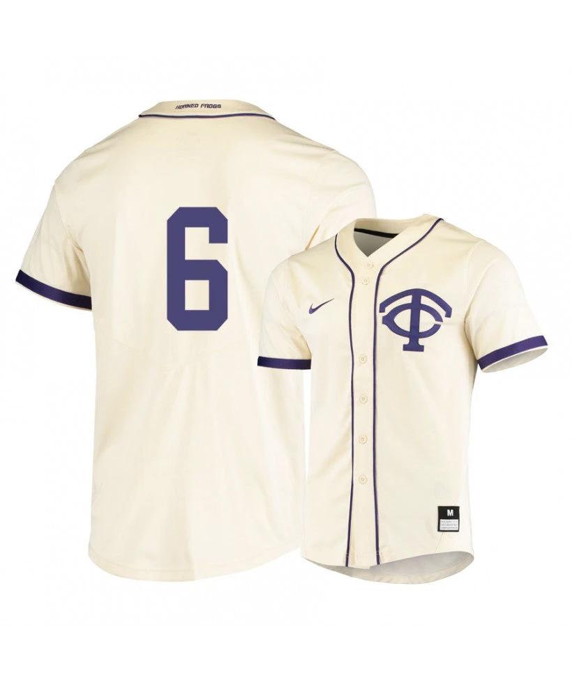TCU Horned Frogs 6 Hunter Wolfe White Elite Baseball Jersey by My Store
