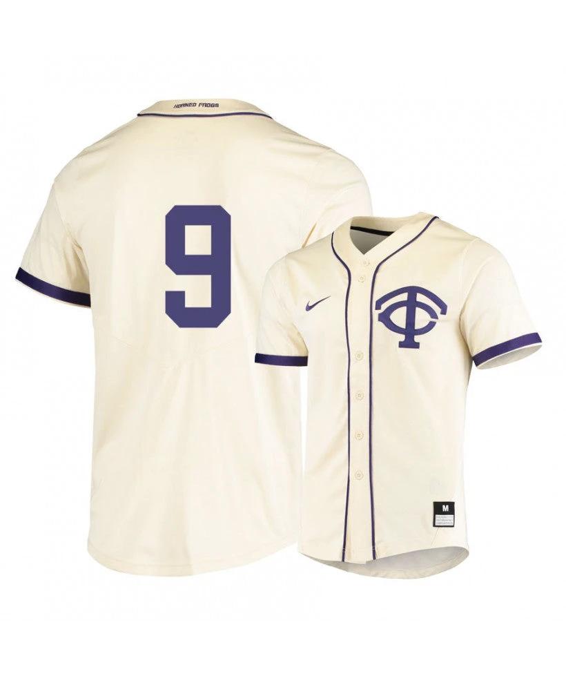 TCU Horned Frogs 9 Conner Shepherd White Elite Baseball Jersey by My Store