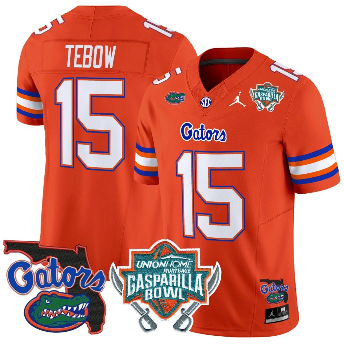 Tim Tebow Jersey #15 Florida Gators 2025 Gasparilla Bowl Patch Orange by My Store