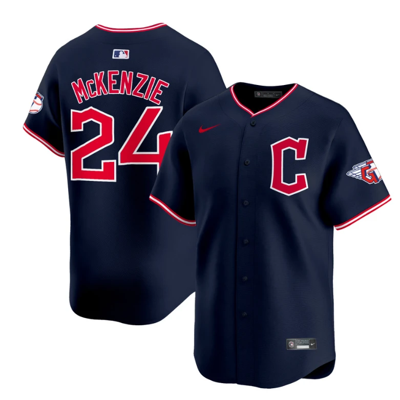 Triston McKenzie Jersey #24 Cleveland Guardians 2025 Vapor Premier Limited All Stitched Navy by My Store