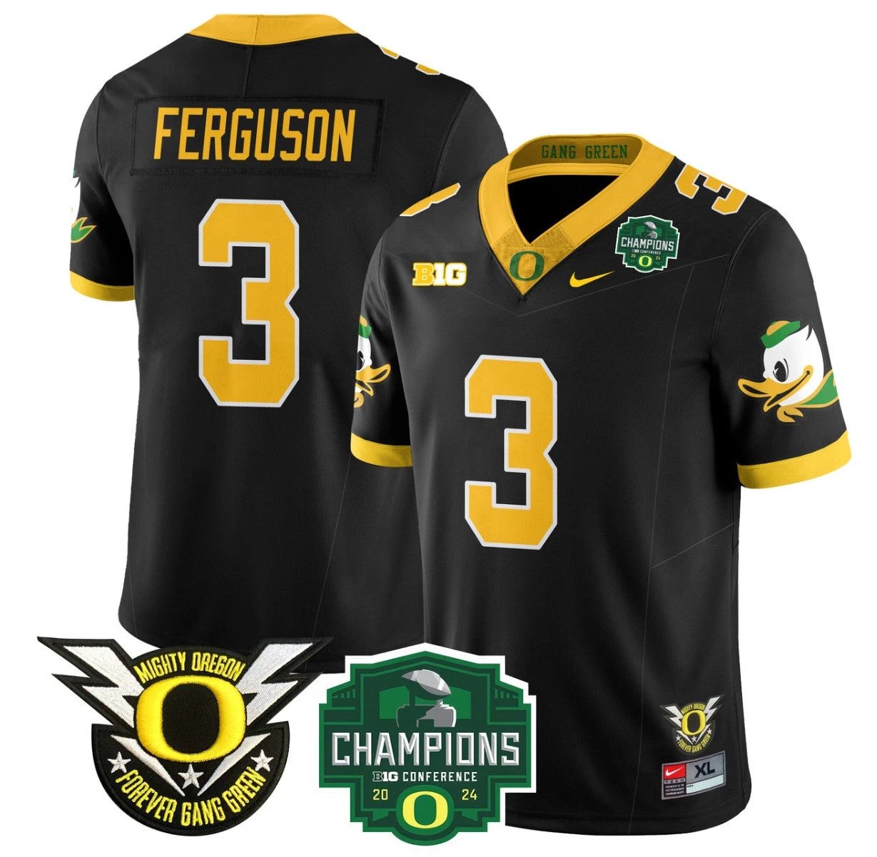 Terrance Ferguson Jersey #3 Oregon Ducks 2024 Big Ten Champions Football Black by My Store