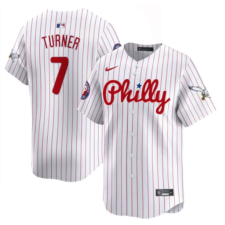 Trea Turner Jersey #7 Phillies and Eagles Vapor Premier Limited Stitched Pinstripe by My Store