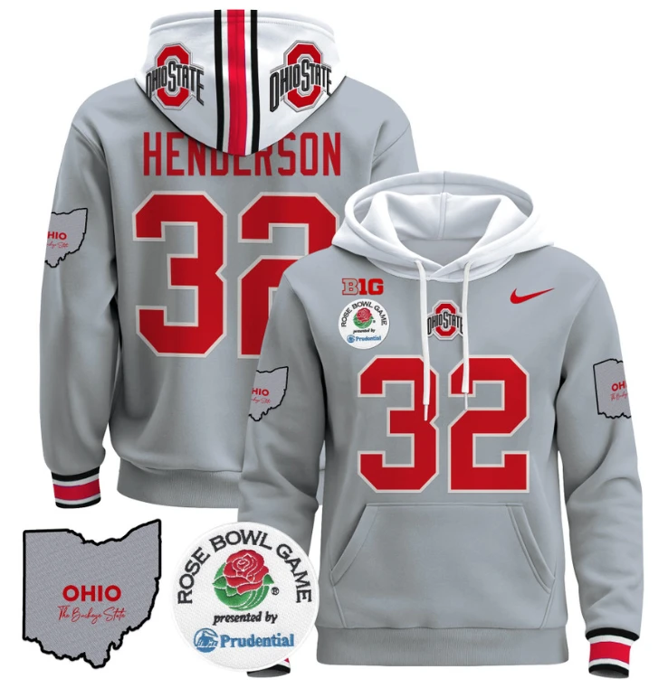 Treveyon Henderson Hoodie #32 Ohio State Buckeyes Rose Bowl Pullover by Hoodie Pullover