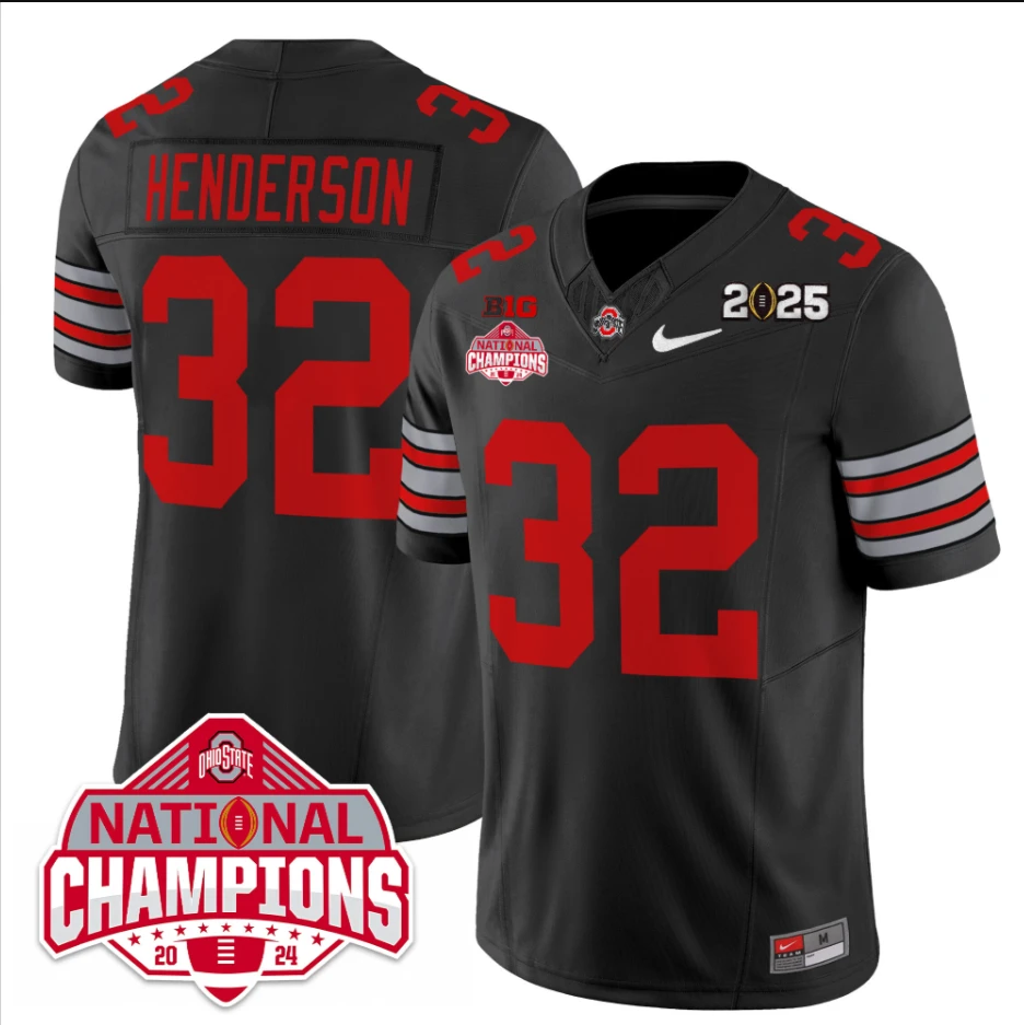 Treveyon Henderson Jersey #32 Ohio State 2025 CFP Patch National Champions by My Store NCAA Football Jerseys