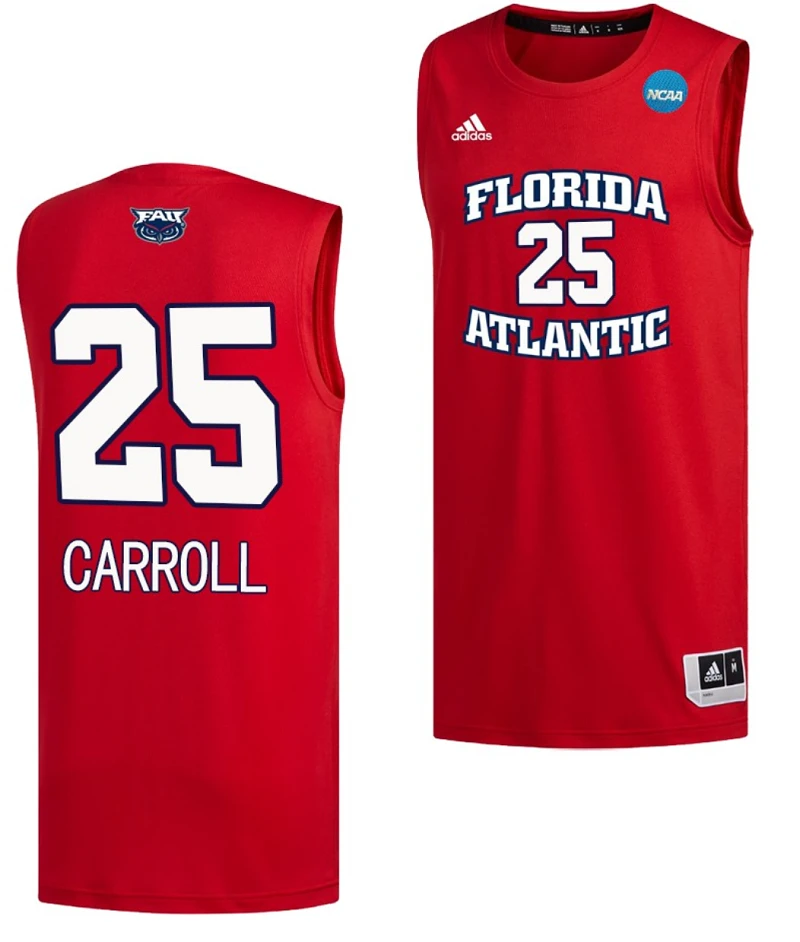 Tre Carroll Jersey #25 FAU Owls NCAA March Madness Alternate Basketball Red by My store basketball