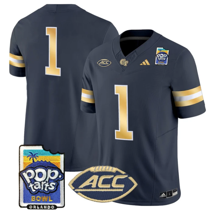 Team Jersey #1 Georgia Tech Jackets Pop-Tarts Bowl Patch Stitched by My Store NCAA Football Jerseys