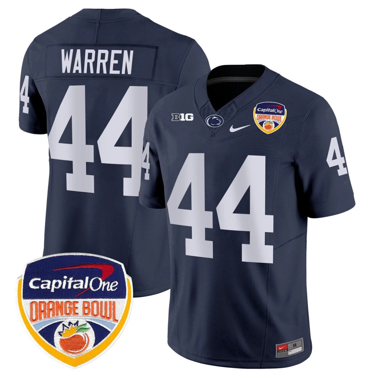 Tyler Warren Jersey #44 Penn State Orange Bowl Patch Stitched Navy by NCAA Football Jersey