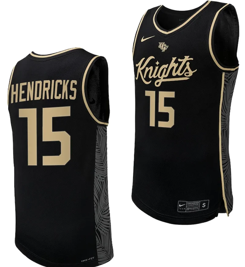 Tyler Hendricks Jersey #15 UCF Knights Replica College Basketball Uniform Black by My store basketball