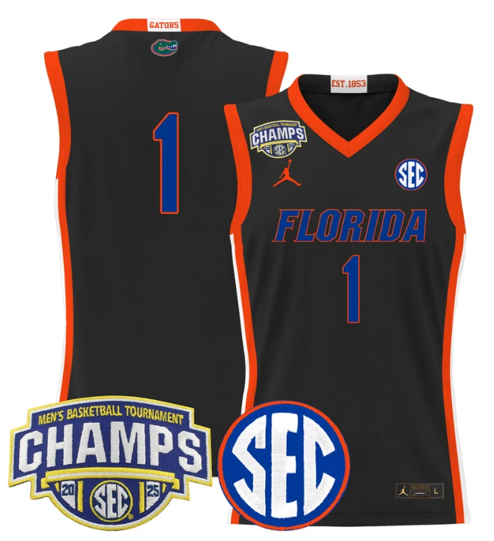 Team Jersey #1 Florida Gators 2025 Tournament Champions Patch Black by My store basketball