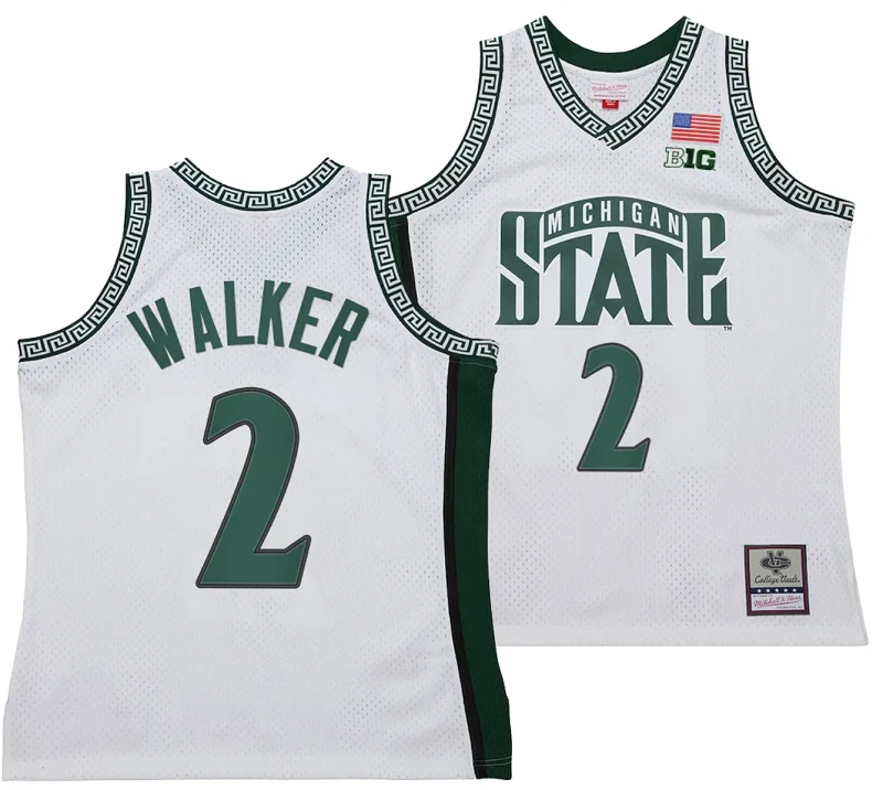 Tyson Walker Jersey #2 Michigan State Spartans 125th Basketball Anniversary 1999 Throwback White by My store basketball