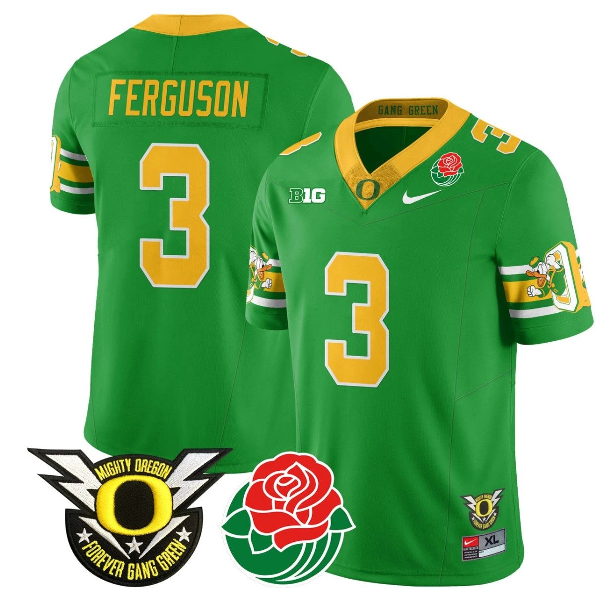 Terrance Ferguson Jersey #3 Oregon Ducks 2024 Rose Bowl Patch Football Green by My Store