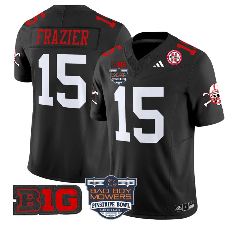 Tommie Frazier Jersey #15 Nebraska Cornhuskers 2025 Pinstripe Bowl Black by My Store