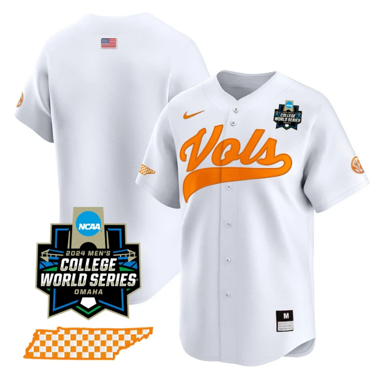 Tennessee Volunteers Team Jersey 2024 College World Series Vapor Premier Limited NCAA Baseball Stitched White by My Store