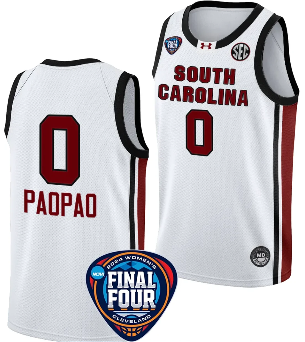 Te-Hina Paopao Jersey #0 South Carolina Gamecocks Basketball 2024 NCAA March Madness Final Four White by My store basketball