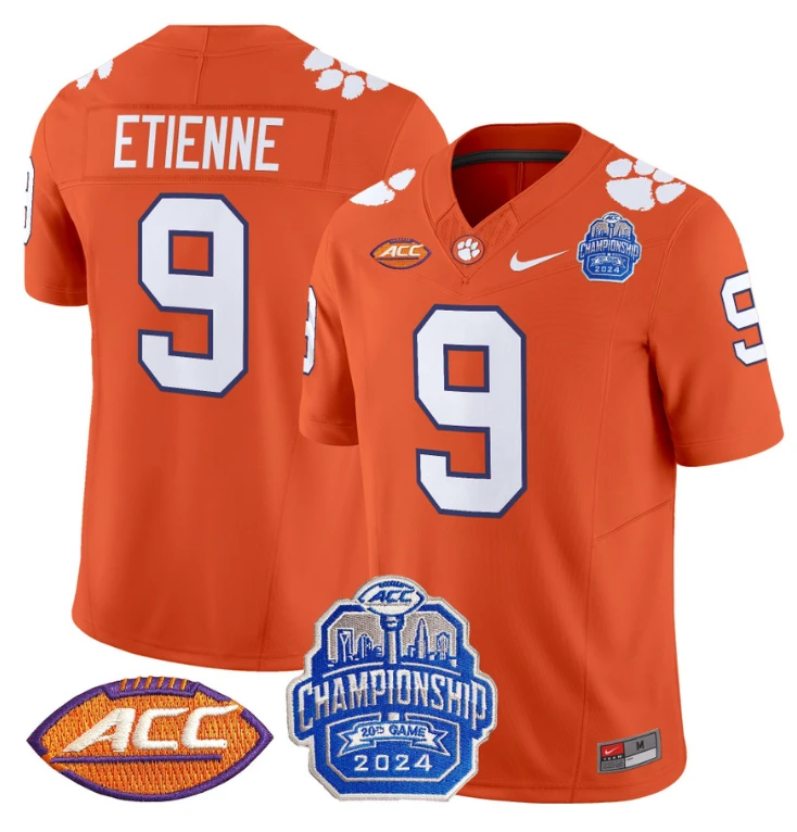 Travis Etienne Jersey #9 Clemson Tigers 2024 ACC Championship Patch Orange by My Store