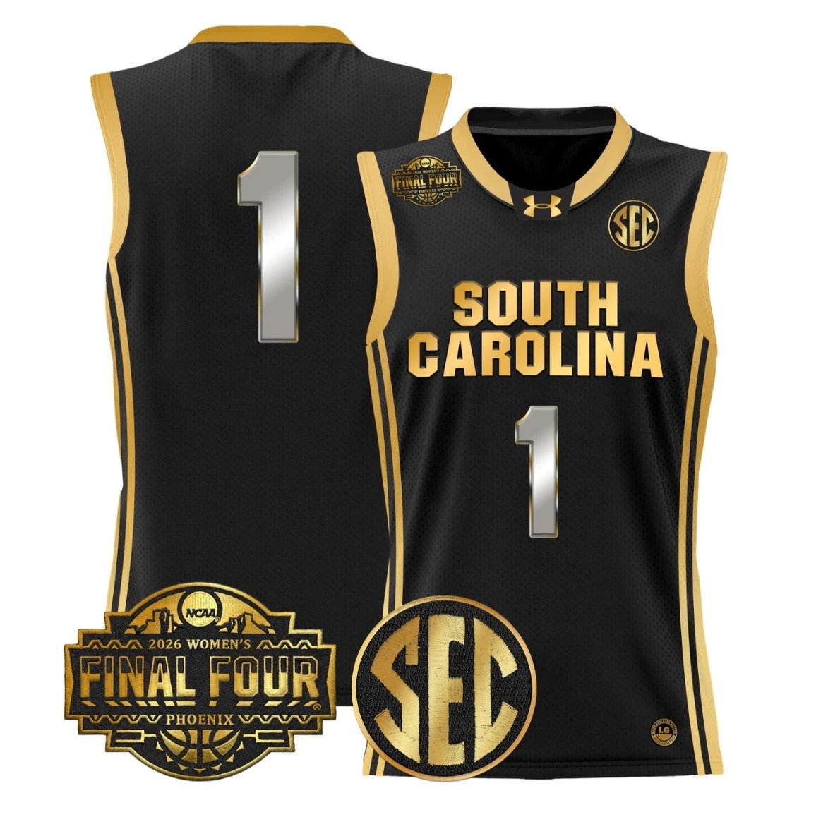 Team Jersey #1 South Carolina 2026 Final Four Basketball Stitched Black Gold by My store basketball