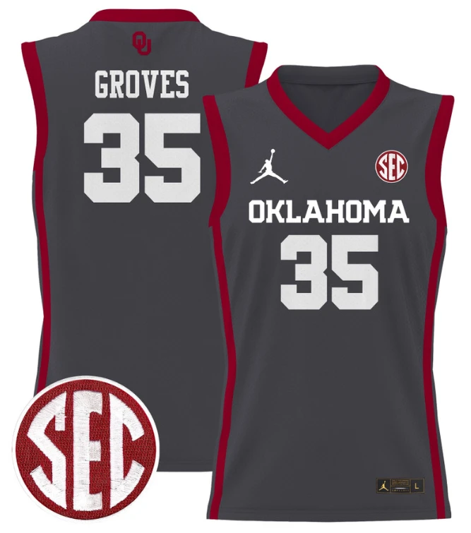 Tanner Groves Jersey #35 Oklahoma Sooners 2024 Lightweight Basketball Anthracite by My store basketball