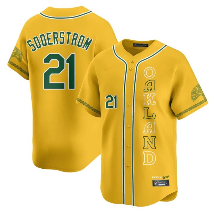 Tyler Soderstrom Jersey #21 Oakland Athletics City Connect Concept Stitched Yellow by My Store