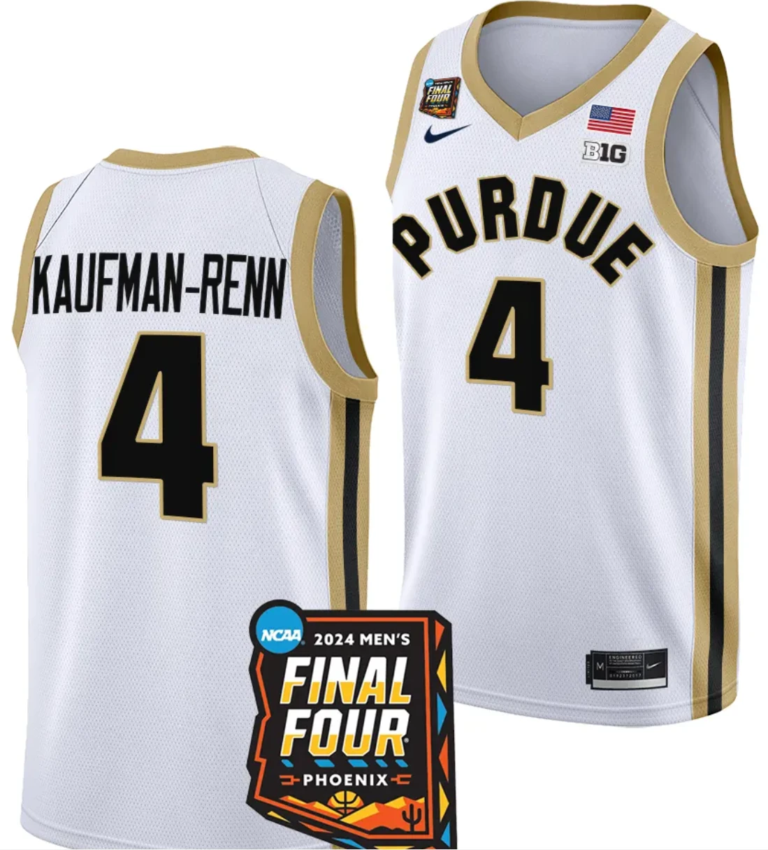 Trey Kaufman Renn Jersey #4 Purdue Boilermakers 2024 NCAA March Madness Final Four Basketball White by My store basketball