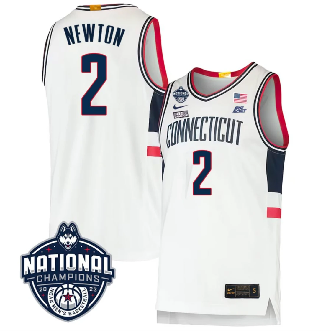 Tristen Newton Jersey #2 UConn Huskies 2023 National Champions College Basketball by My store basketball