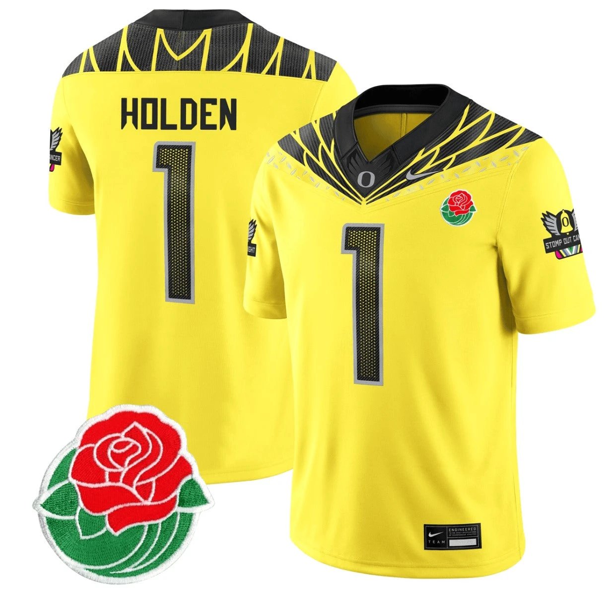 Traeshon Holden Jersey #1 Oregon Ducks Rose Bowl Patch Vapor Football Yellow by My Store