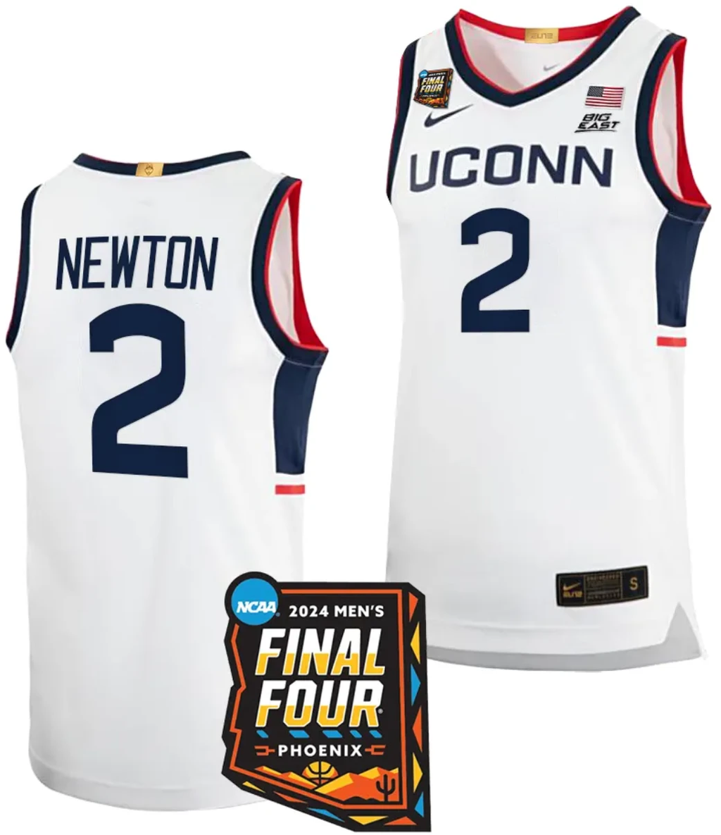 Tristen Newton Jersey #2 UConn Huskies Basketball 2024 NCAA March Madness Final Four White by My store basketball