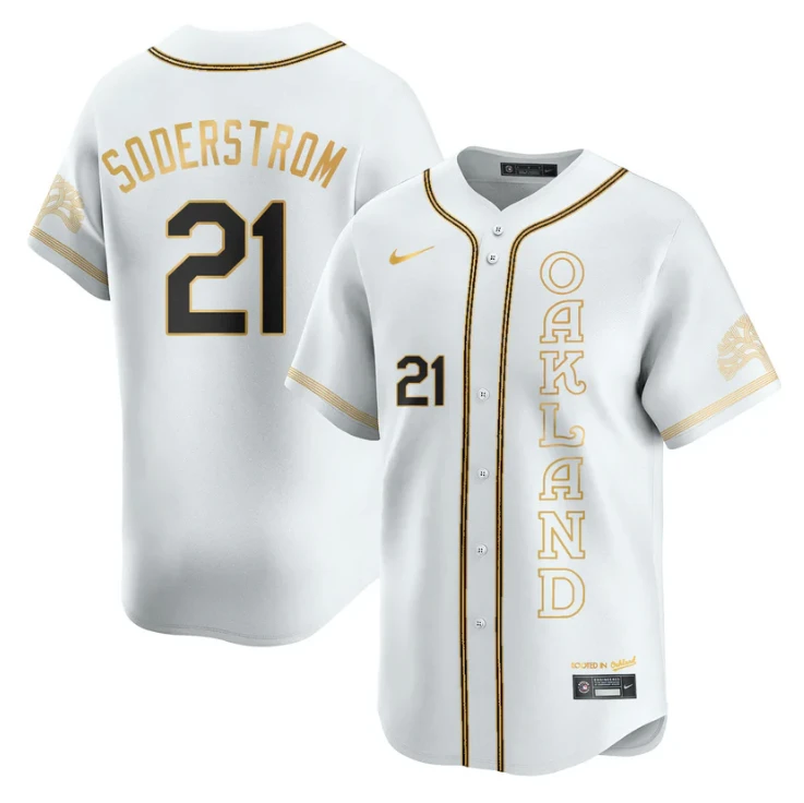Tyler Soderstrom Jersey #21 Oakland Athletics City Connect Concept Stitched White Gold by My Store