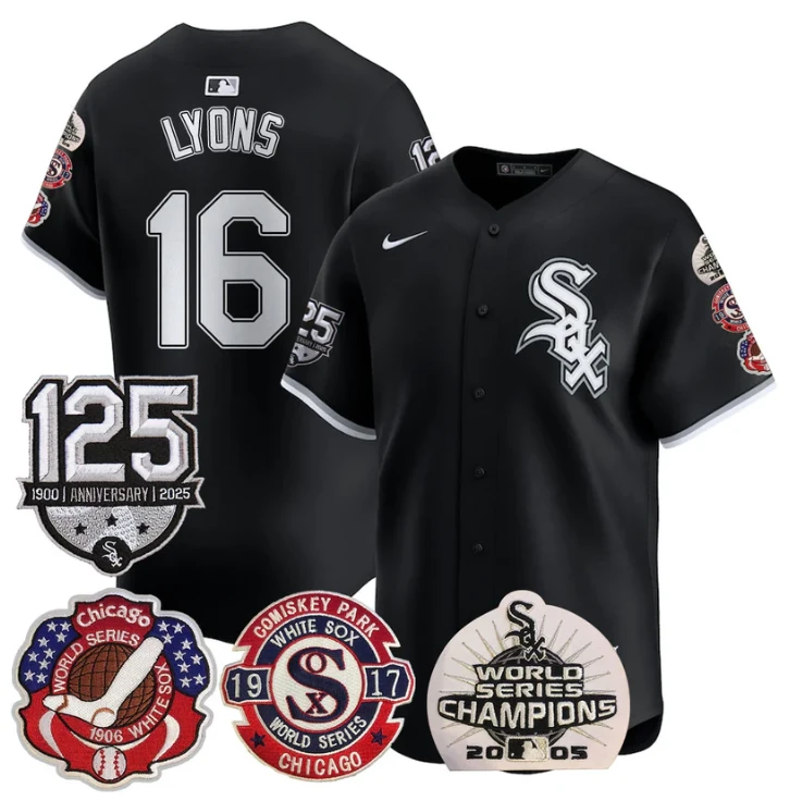 Ted Lyons Jersey #16 Chicago White Sox 125th Anniversary World Series Champions Black by My Store