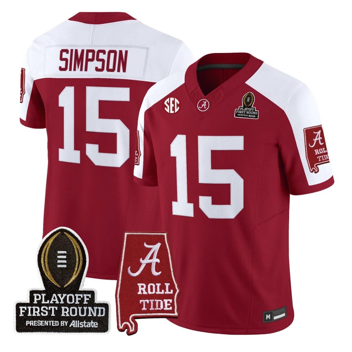 Ty Simpson Jersey #15 Alabama Crimson 2025 Playoff First Round Stitched by My Store NCAA Football Jerseys