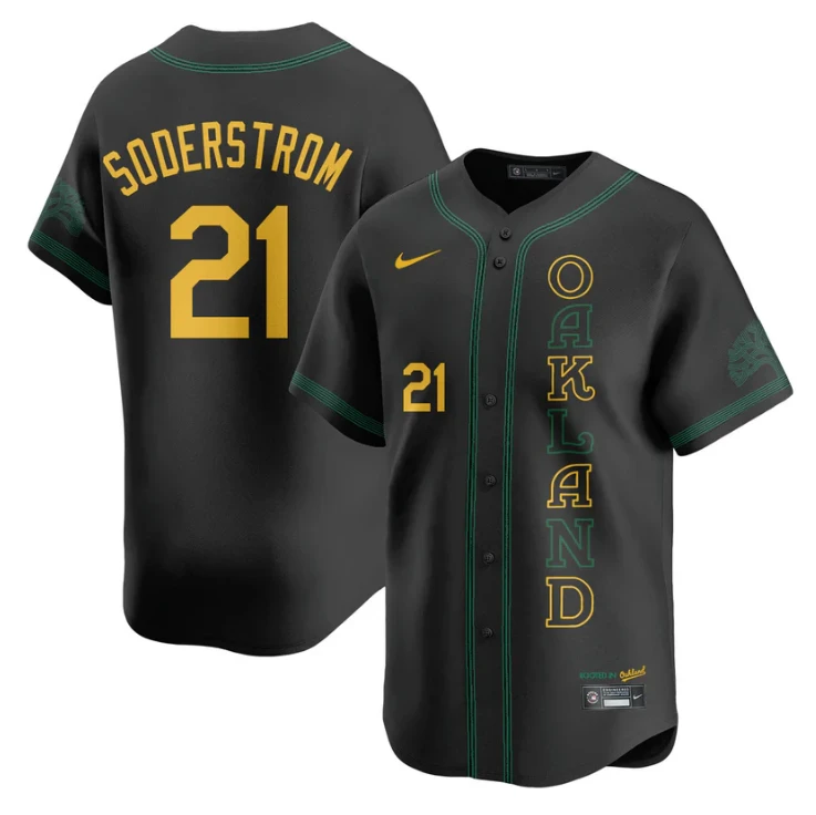 Tyler Soderstrom Jersey #21 Oakland Athletics City Connect Concept Stitched Black by My Store