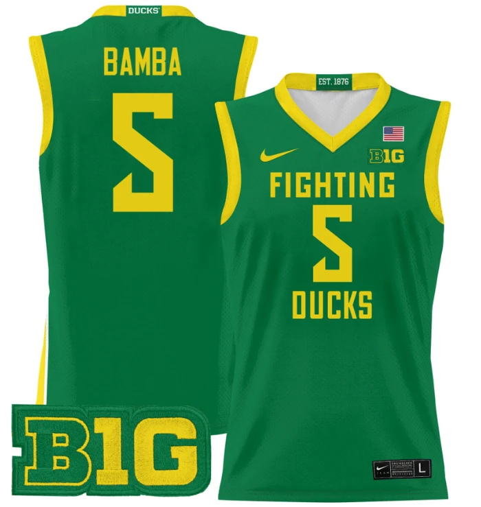 TJ Bamba Jersey #5 Oregon Ducks 2024 Lightweight Basketball Green by My store basketball