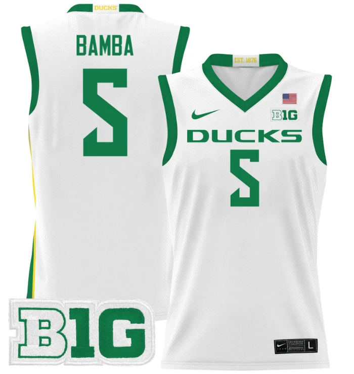 TJ Bamba Jersey #5 Oregon Ducks 2024 Lightweight Basketball White by My store basketball