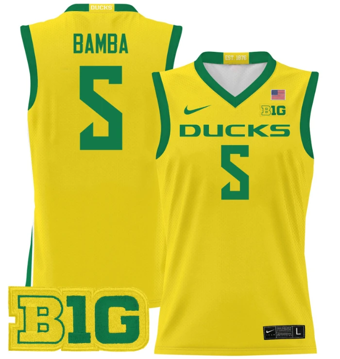 TJ Bamba Jersey #5 Oregon Ducks 2024 Lightweight Basketball Yellow by My store basketball