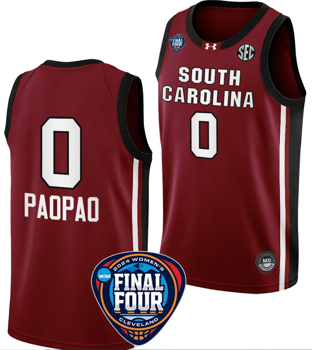 Te-Hina Paopao Jersey #0 South Carolina Gamecocks Basketball 2024 NCAA March Madness Final Four Garnet by My store basketball