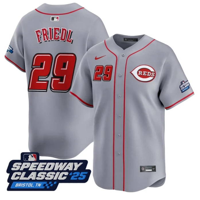 TJ Friedl Jersey #29 Cincinnati Reds Speedway Classic Limited Stitched Gray by My Store