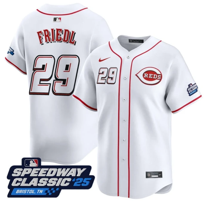 TJ Friedl Jersey #29 Cincinnati Reds Speedway Classic Limited Stitched White by My Store