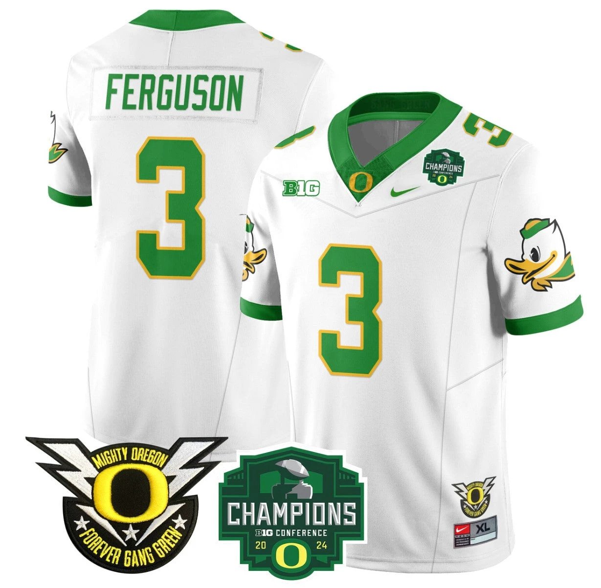 Terrance Ferguson Jersey #3 Oregon Ducks 2024 Big Ten Champions Football White by My Store